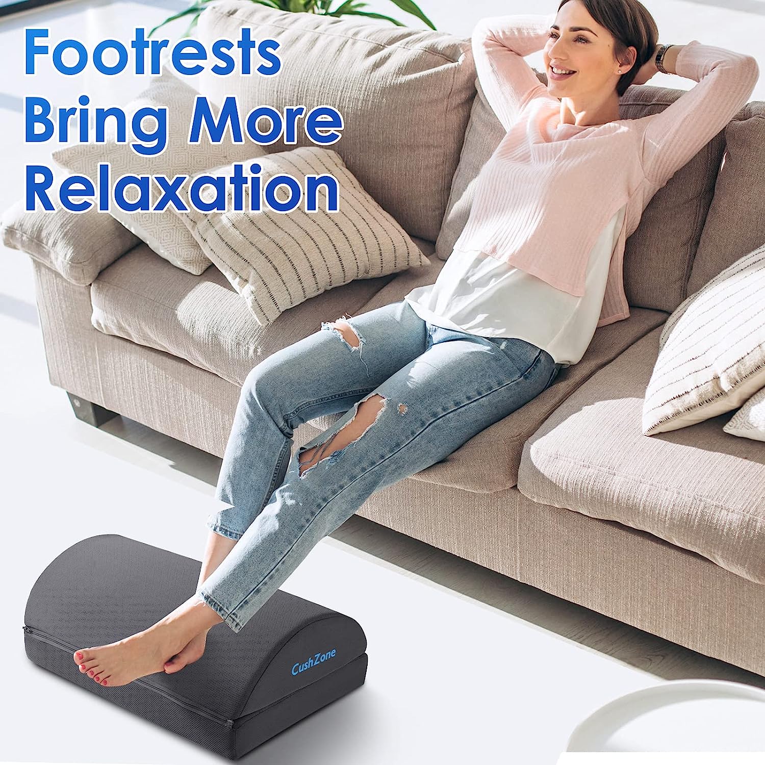 CushZone Foot Rest for Under Desk at Work Adjustable Foam for Office, Work, Gaming, Computer, Gift, Home Office Accessories Back & Hip Pain Relief (Grey) - Image 6